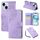 Custodia in pelle con 3 slot per carte di credito e motivo a fiori di rosa per iPhone 15 Plus / 14 Plus (viola) Custodia in pelle con 3 slot per carte di credito e motivo a fiori di rosa per iPhone 15 Plus / 14 Plus (viola)