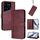 Custodia in pelle retrò con fibbia a 5 linee per Tecno Pova (rosso vino)