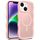For iPhone 14 Plus Skin Feel Wave Texture MagSafe Phone Case(Pink)