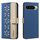 For Google Pixel 8 Splicing Color Hollow Flower Pattern RFID Leather Phone Case(Dark Blue) For Google Pixel 8 Splicing Color Hollow Flower Pattern RFID Leather Phone Case(Dark Blue)