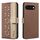 For Google Pixel 9a Splicing Color Hollow Flower Pattern RFID Leather Phone Case(Brown) For Google Pixel 9a Splicing Color Hollow Flower Pattern RFID Leather Phone Case(Brown)