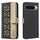 For Google Pixel 9 Pro XL Splicing Color Hollow Flower Pattern RFID Leather Phone Case(Black) For Google Pixel 9 Pro XL Splicing Color Hollow Flower Pattern RFID Leather Phone Case(Black)