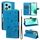 For Honor 400 Lite Cat and Bee Embossed Flip Leather Phone Case(Blue)