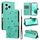 For Honor 400 Lite Cat and Bee Embossed Flip Leather Phone Case(Green)