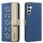For Samsung Galaxy S25 / S24 5G Splicing Color Hollow Flower Pattern RFID Leather Phone Case(Dark Blue) For Samsung Galaxy S25 / S24 5G Splicing Color Hollow Flower Pattern RFID Leather Phone Case(Dark Blue)