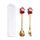 Set di forchette e cucchiai da dessert di Natale da 2 pezzi/pacco Stoviglie portatili a forma di simpatico cartone animato, Stile: Babbo Natale dorato
