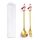 Set di forchette e cucchiai da dessert di Natale da 2 pezzi/pacco Stoviglie portatili a forma di cartone animato, Stile: Pupazzo di neve di Natale dorato
