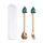 Set di forchette e cucchiai da dessert di Natale da 2 pezzi/pacco Stoviglie portatili a forma di cartone animato, Stile: Piccolo albero di Natale dorato