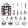 73 pezzi/set Ciondolo decorativo per albero di Natale, palla di Natale dipinta, colore: bianco argento