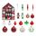 73 pezzi/set Ciondolo decorativo per albero di Natale, palla di Natale dipinta, colore: rosso verde bianco