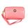 2033 Borsa per cosmetici in pelle con cerniera portatile da donna piccola con cordino (rosa)