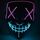 Halloween Festival Party X Face Seam Bocca Maschera di luminescenza LED a due colori (viola blu)