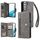Per Samsung Galaxy S22 Rivet Buckle 9 Case di telefono in pelle a tre volte (grigio) Per Samsung Galaxy S22 Rivet Buckle 9 Case di telefono in pelle a tre volte (grigio)