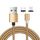 Cavo di ricarica intrecciato in nylon con interfaccia magnetica in metallo 2 in 1 da USB a 8 pin + micro USB, lunghezza: 1 m (oro) Cavo di ricarica intrecciato in nylon con interfaccia magnetica in metallo 2 in 1 da USB a 8 pin + micro USB, lunghezza: 1 m (oro)