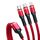 6A 66W 3 in 1 da USB a 8 pin + micro USB + USB-C / tipo CAVO DI CRADINA DI CHARMAGGIO (RED)