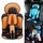Seggiolino auto portatile per bambini, dimensioni: 54 x 36 x 25 cm (per 3-12 anni) (arancione + nero)