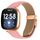 Cinturino per Fitbit Versa 3/4 in pelle con fibbia posteriore tartarugata in oro rosa e trama litchi (rosa)