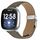 Cinturino per Fitbit Versa 3/4 in pelle con fibbia posteriore tartarugata argento con trama litchi (grigio)