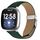 Cinturino per Fitbit Versa 3/4 in pelle con fibbia posteriore tartarugata argento e trama litchi (verde)