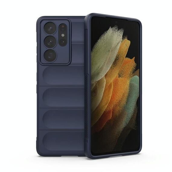Per Samsung Galaxy S21 Ultra 5G Magic Shield TPU + Flanel Phone Case (blu scuro)