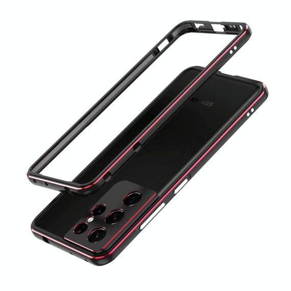 Per Samsung Galaxy S21 Ultra Aurora Series Protector Lens + Metal Frame Protective Telefono (Black Red)