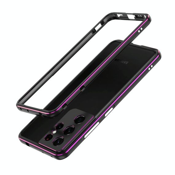 Per Samsung Galaxy S21 Ultra Aurora Series Protettore lente + Telefono in metallo Custodia di protezione (Purpola nera)