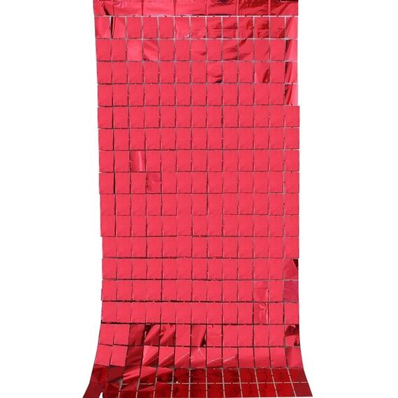 2 pezzi 1x2m quadrati di seta a pioggia tende da porto per la festa di compleanno Decorazione della parete (rosso)