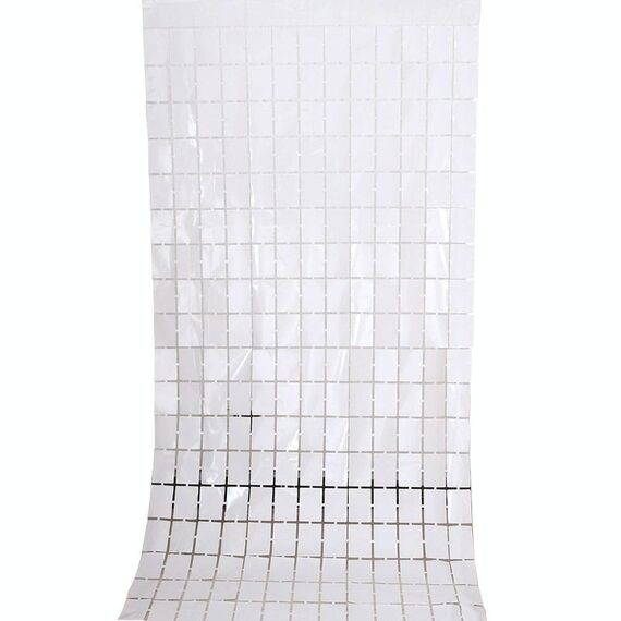 2 pezzi 1x2m quadrati di seta a pioggia tende da porto per la festa di compleanno Decorazione della parete (bianco)