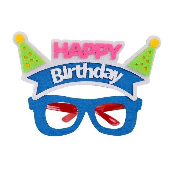 2 pezzi divertenti occhiali feste di compleanno decorazioni cartone animato oggetti di scena fotografica, forma: lettere blu
