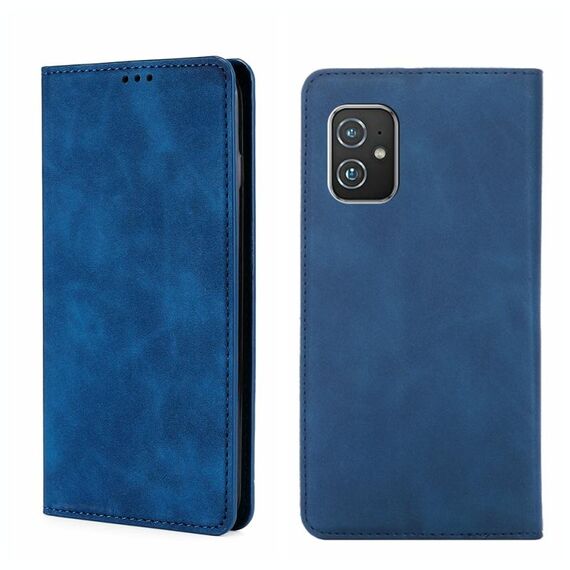 Per Asus Zenfone 8 Skin Feel Magnetic Flip Leather Telefono (blu)