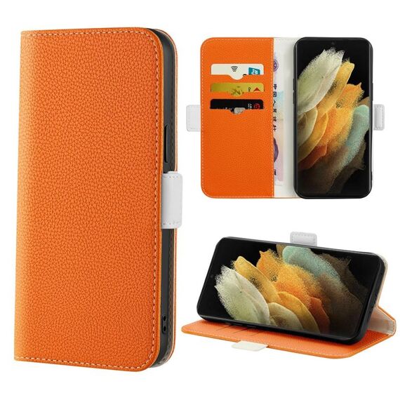 Per Samsung Galaxy S21 Ultra 5G Candy Color Litchi Texture Incelt Leather Case (arancione)
