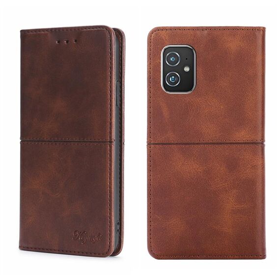 Per asus zenfone 8 zs590ks texture mucca magnetica flip orizzontale in pelle (marrone scuro)