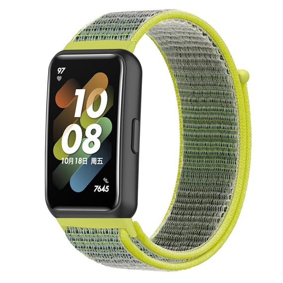 Per Huawei Band 7 Nylon Loop Buckle Watch Band (Giallo brillante)
