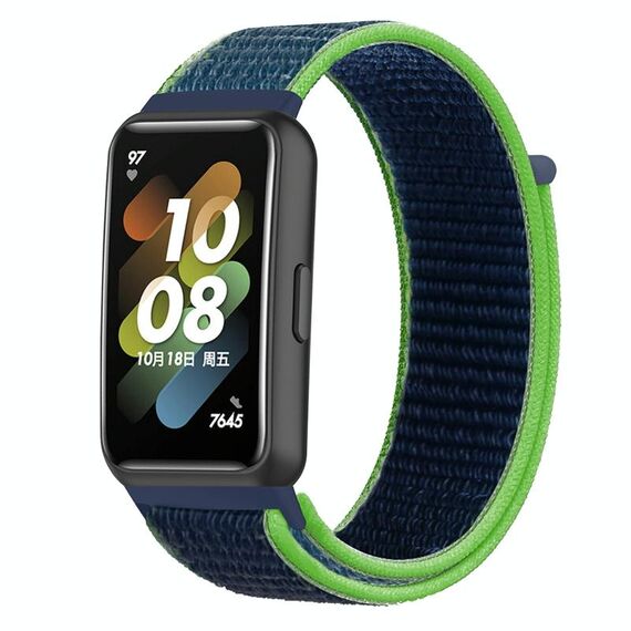 Per Huawei Band 7 Nylon Loop Buckle Watch Band (Lime)