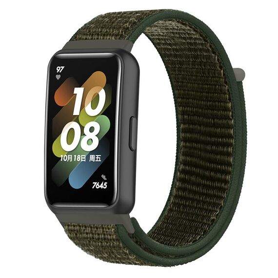 Per Huawei Band 7 Nylon Loop Buckle Watch Band (Army Green)