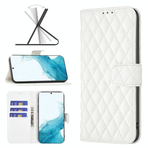 Per Samsung Galaxy S22 5G Diamond Lattice Wallet Flip Telefono (bianco)
