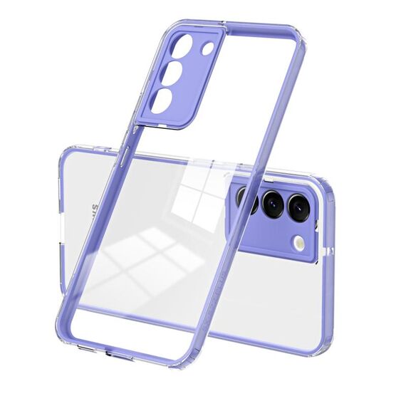 Per Samsung Galaxy S22 5G 3 in 1 Custodia per telefono con cornice per PC a colori in TPU trasparente (viola)