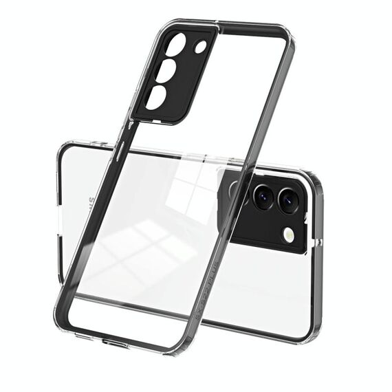 Per Samsung Galaxy S22 + 5G 3 in 1 Custodia per telefono con cornice per PC a colori TPU trasparente (nera)