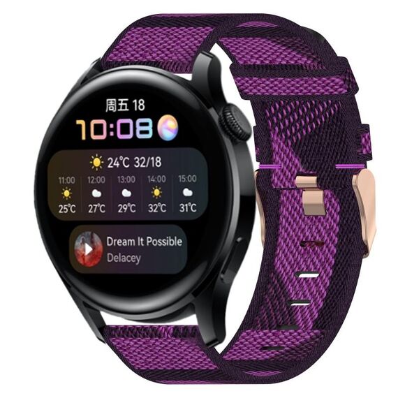Per Huawei Watch 3 22mm Nylon Woven Watch Band (Purple)