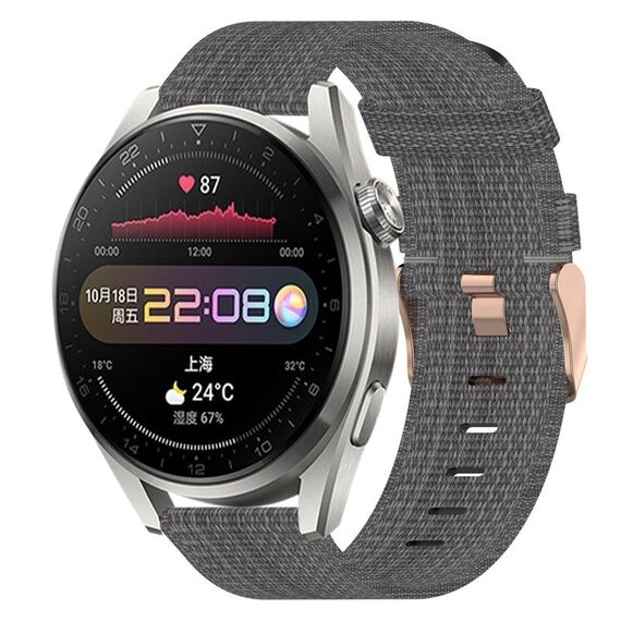 Per Huawei Watch 3 Pro 22mm Nylon Woven Watch Band (Grigio scuro)