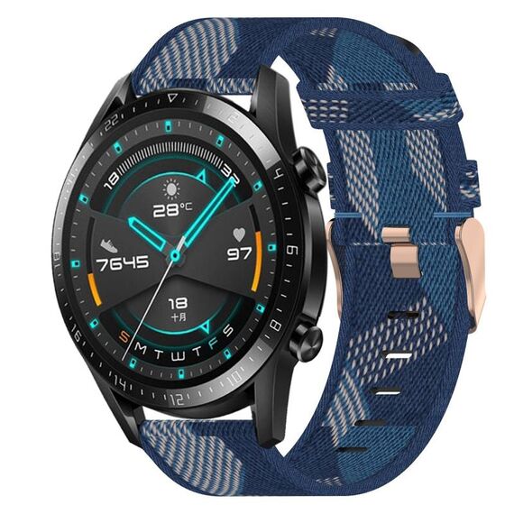 Per Huawei GT2 46mm 22mm Nylon Woven Watch Band (blu)
