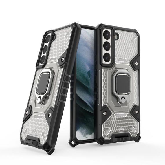 Per Samsung Galaxy S22 5G Space PC + TPU Cassa del telefono protettiva porta anello (grigio)