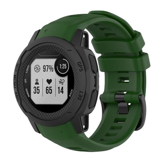 Per cinturino sportivo in silicone a tinta unita Garmin Instinct 2S (verde militare)
