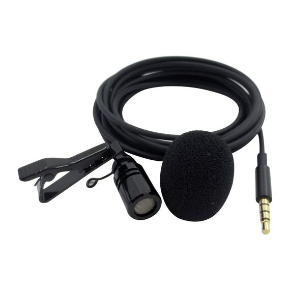 ZS0154 Microfono lavalier per telefono cellulare con clip a clip per registrazione, lunghezza del cavo: 2,5 m (nero)