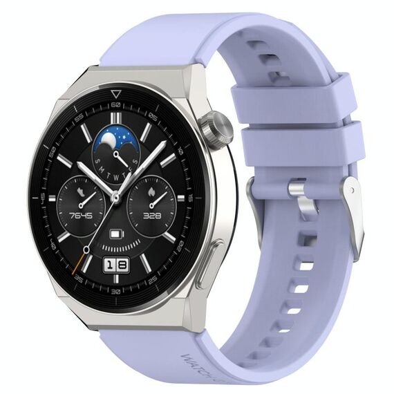 Per Huawei Watch GT3 46mm 22mm Cinturino in silicone con testa sporgente Fibbia argento (viola)