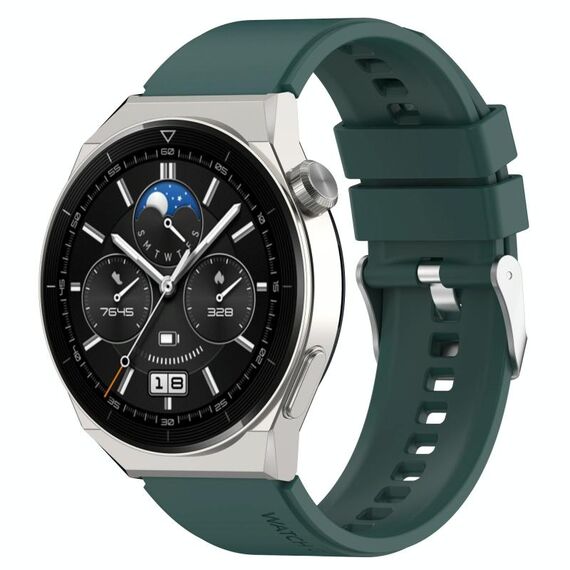 Per Huawei Watch GT2 Pro / GT2e 22mm Cinturino in silicone con testa sporgente Fibbia argento (verde scuro)