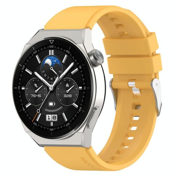 Per Huawei Watch GT3 42mm 20mm Cinturino in silicone con testa sporgente Fibbia argento (giallo)