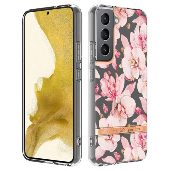 Per Samsung Galaxy S22 Flowers and Plants Series IMD TPU Case TPU (Rosa Gardenia)