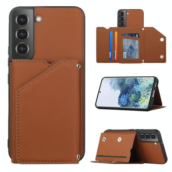 Per Samsung Galaxy S22 5G Skin Feel PU + TPU + Cassa del telefono PC con slot per schede (Brown)
