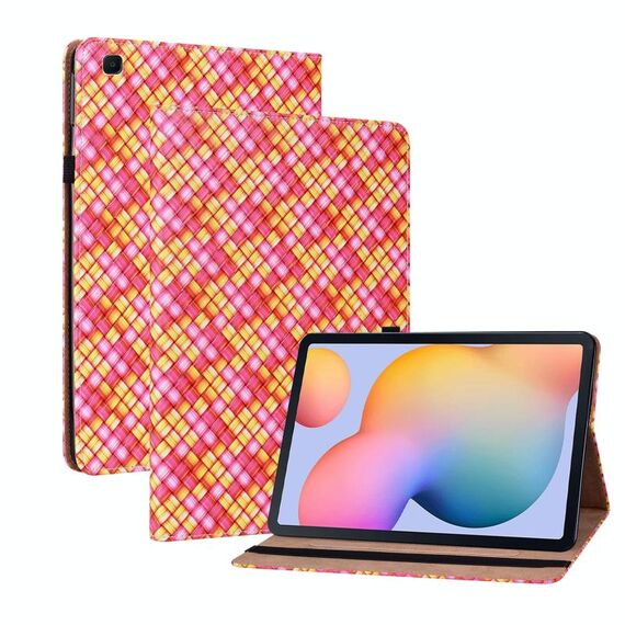 Per Samsung Galaxy Tab S6 Lite Color Weave Case tablet in pelle intelligente (Rose Red)